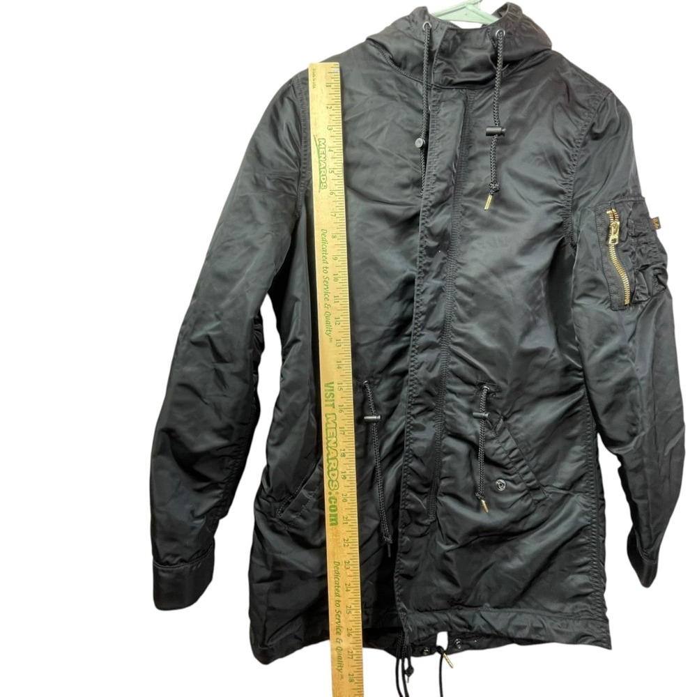 Alpha Industries Flight Jacket Womens XS Black Utility Nylon Parka Military - Picture 10 of 11